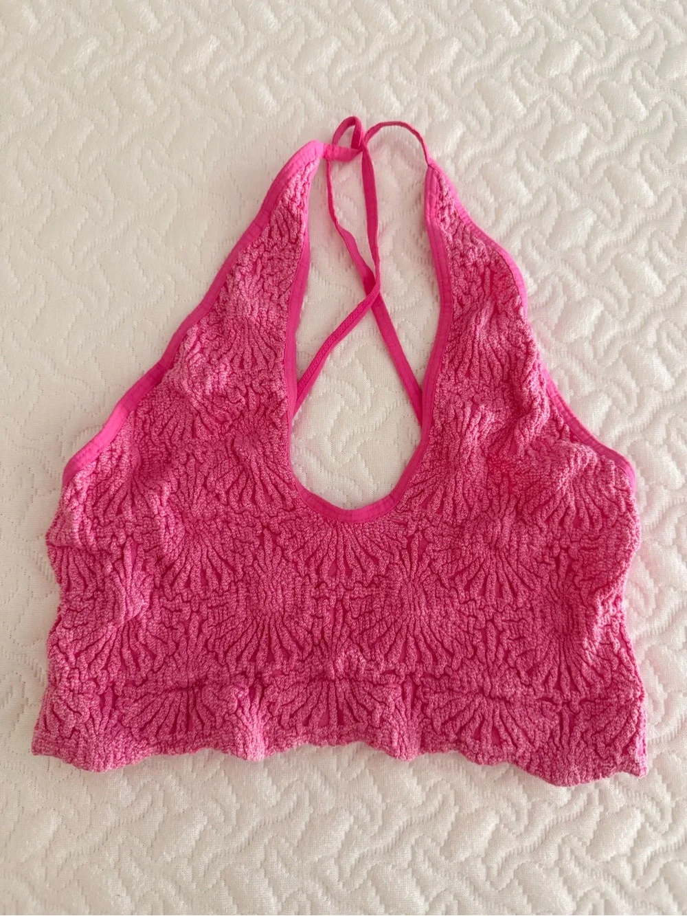Intimately Free People Smocked Crop Top Hot Pink XS/S